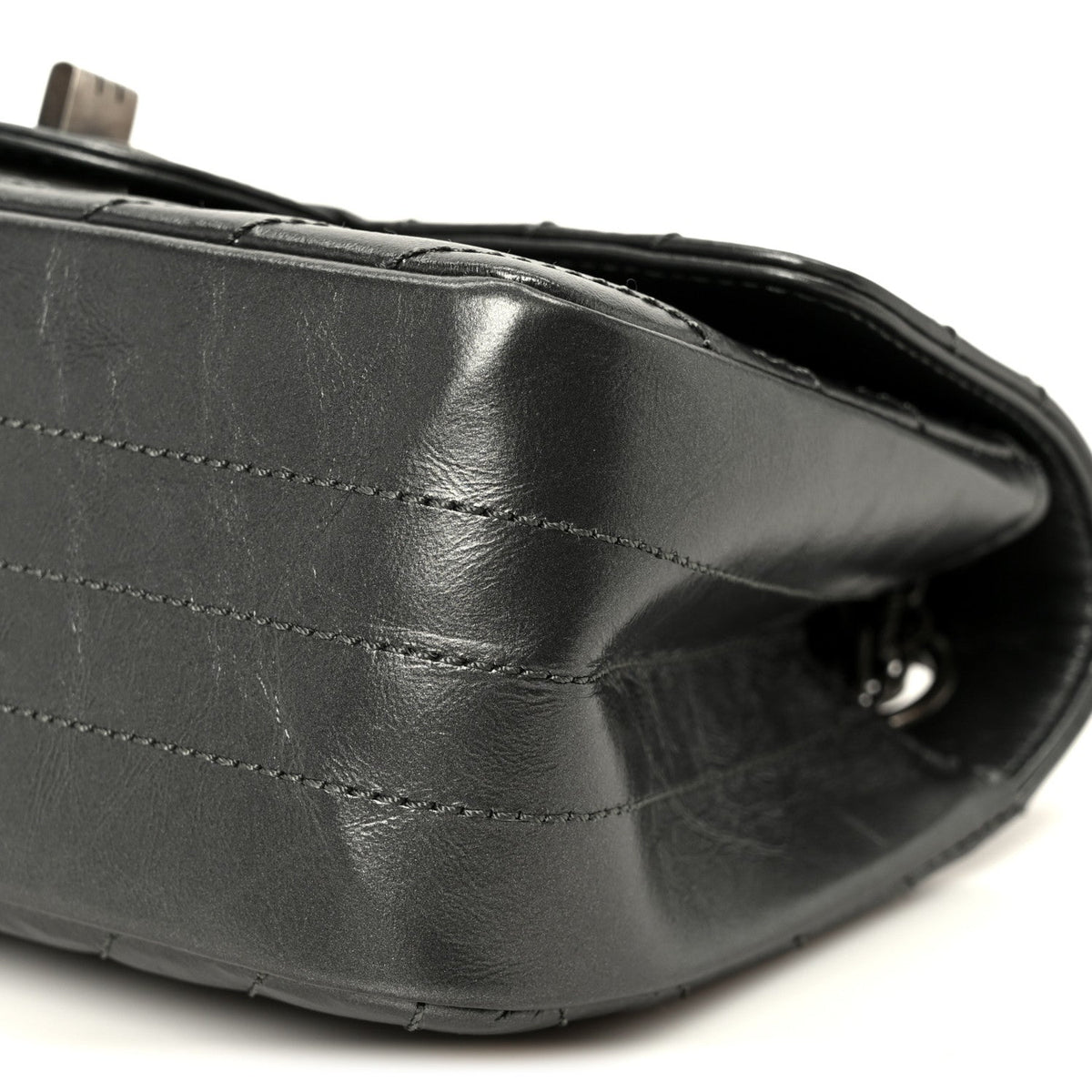Metallic Aged Calfskin Chevron Quilted 2.55 Reissue Mini Flap Grey