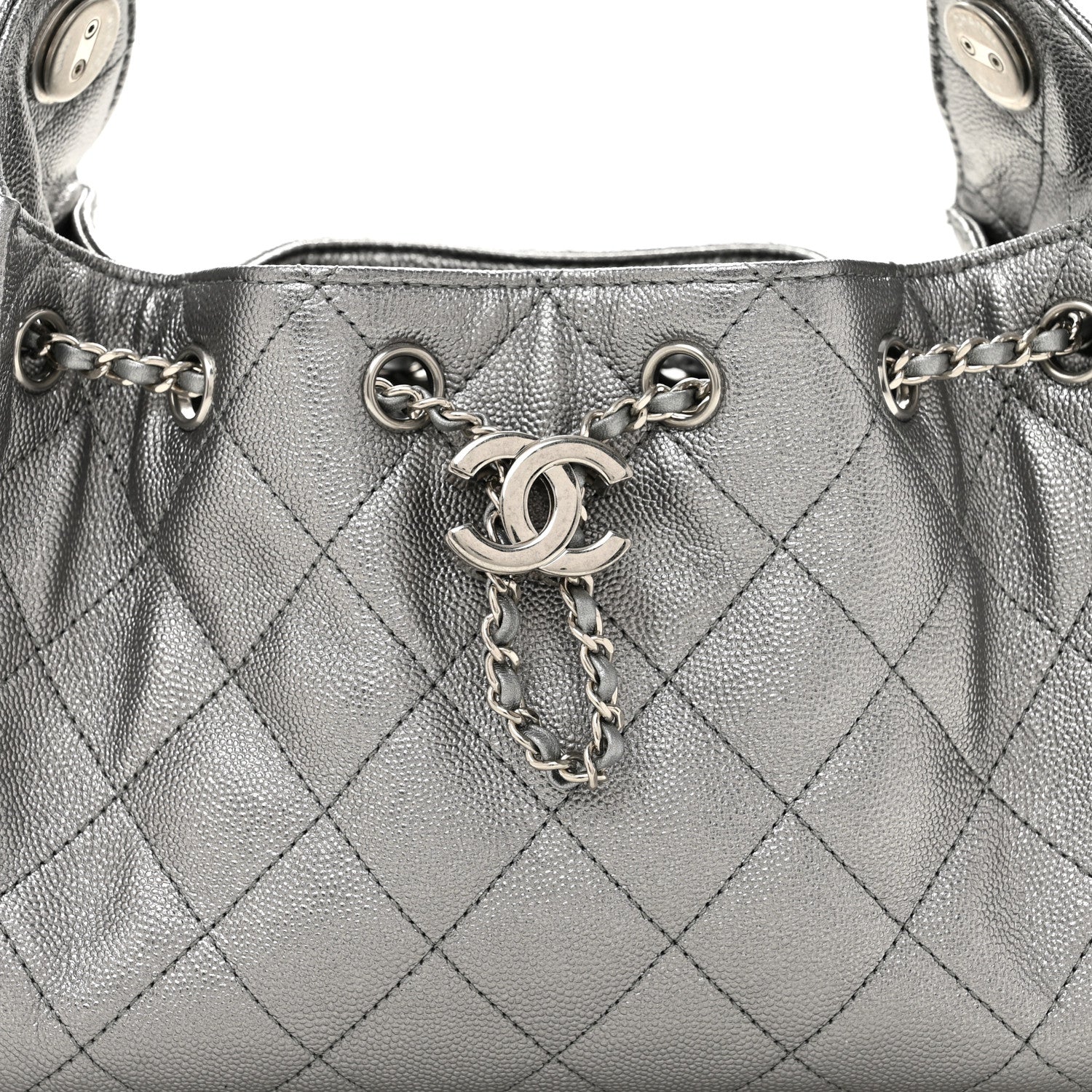 Metallic Caviar Quilted Mini Chanel 25 Handbag Anthracite