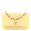 Caviar Quilted CC Turn Lock Wallet On Chain WOC Light Yellow