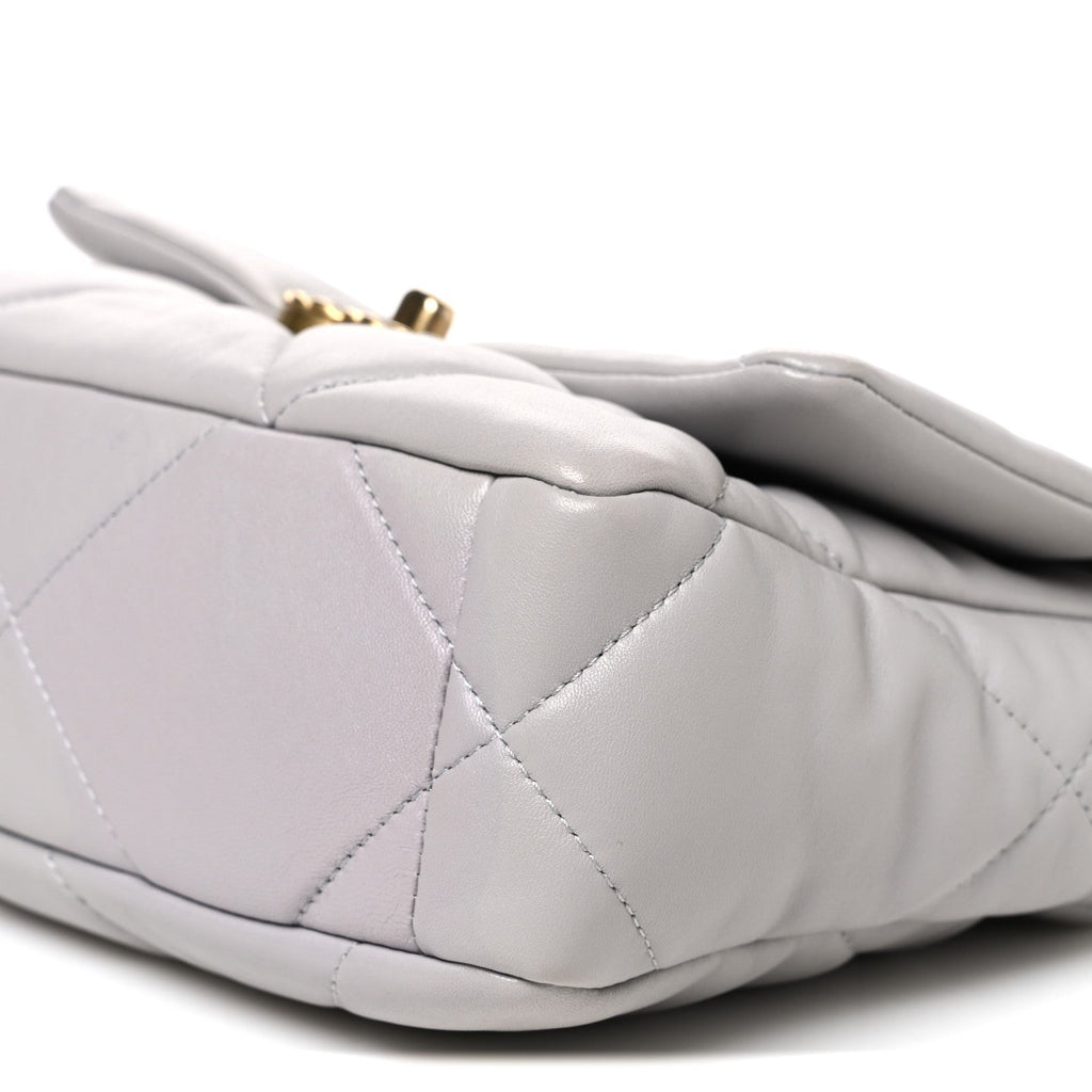 Goatskin Quilted Medium Chanel 19 Flap Grey