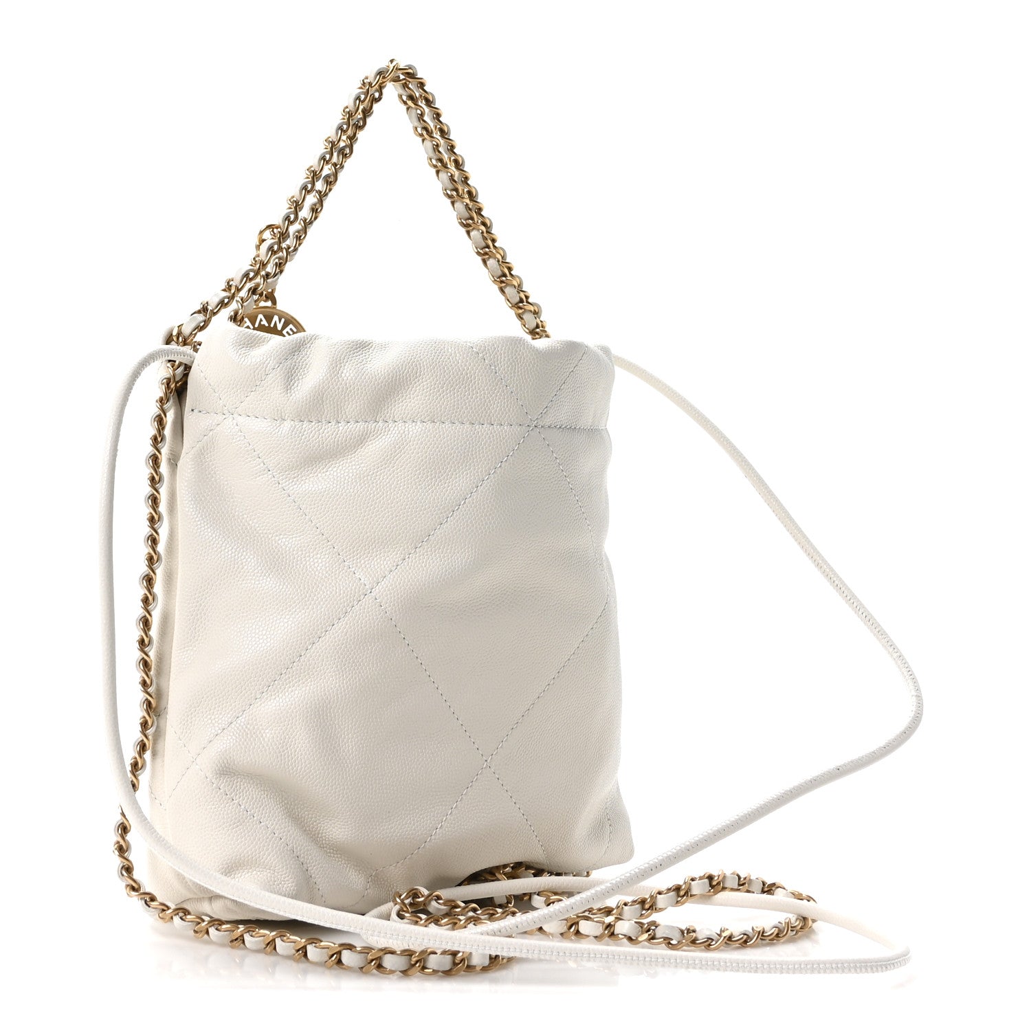 Shiny Caviar Quilted Monochrome Mini Chanel 22 White