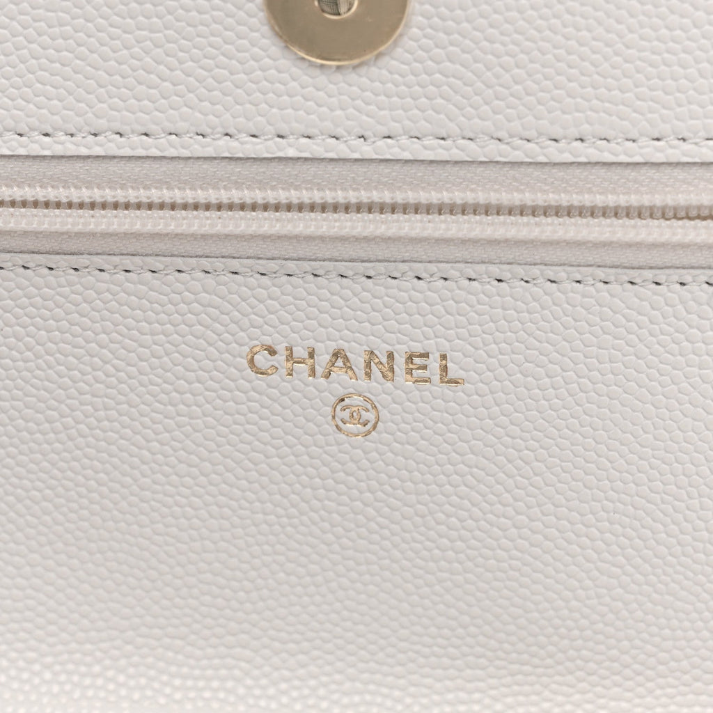Caviar Quilted Enamel Coco Casino Wallet On Chain WOC White