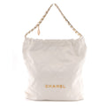 Shiny Calfskin Quilted Large Chanel 22 White