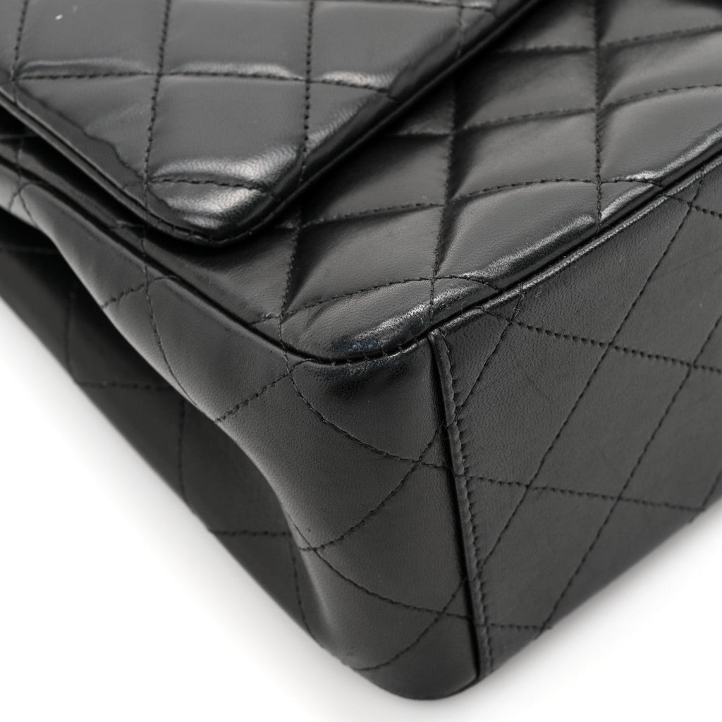 Lambskin Quilted Maxi Double Flap Black