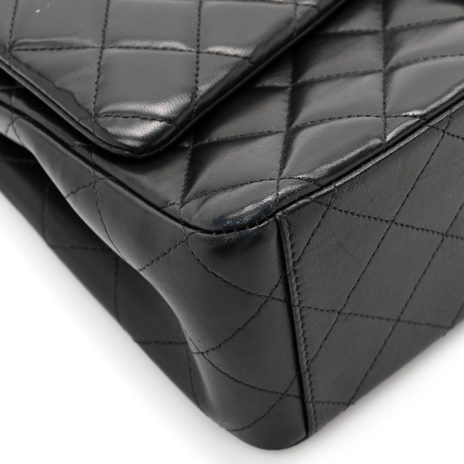 Lambskin Quilted Maxi Double Flap Black