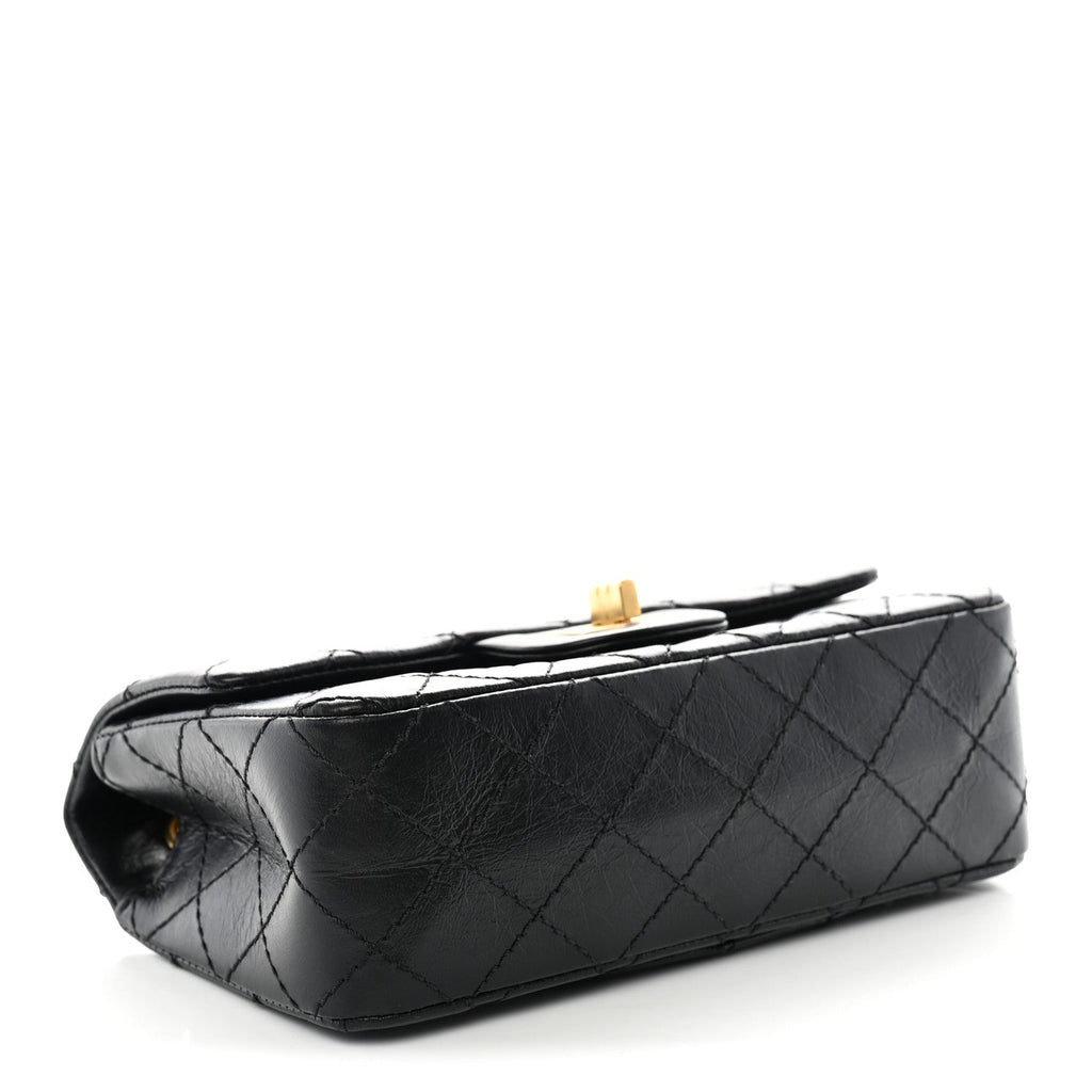 Aged Calfskin Quilted 2.55 Reissue Mini Flap Black