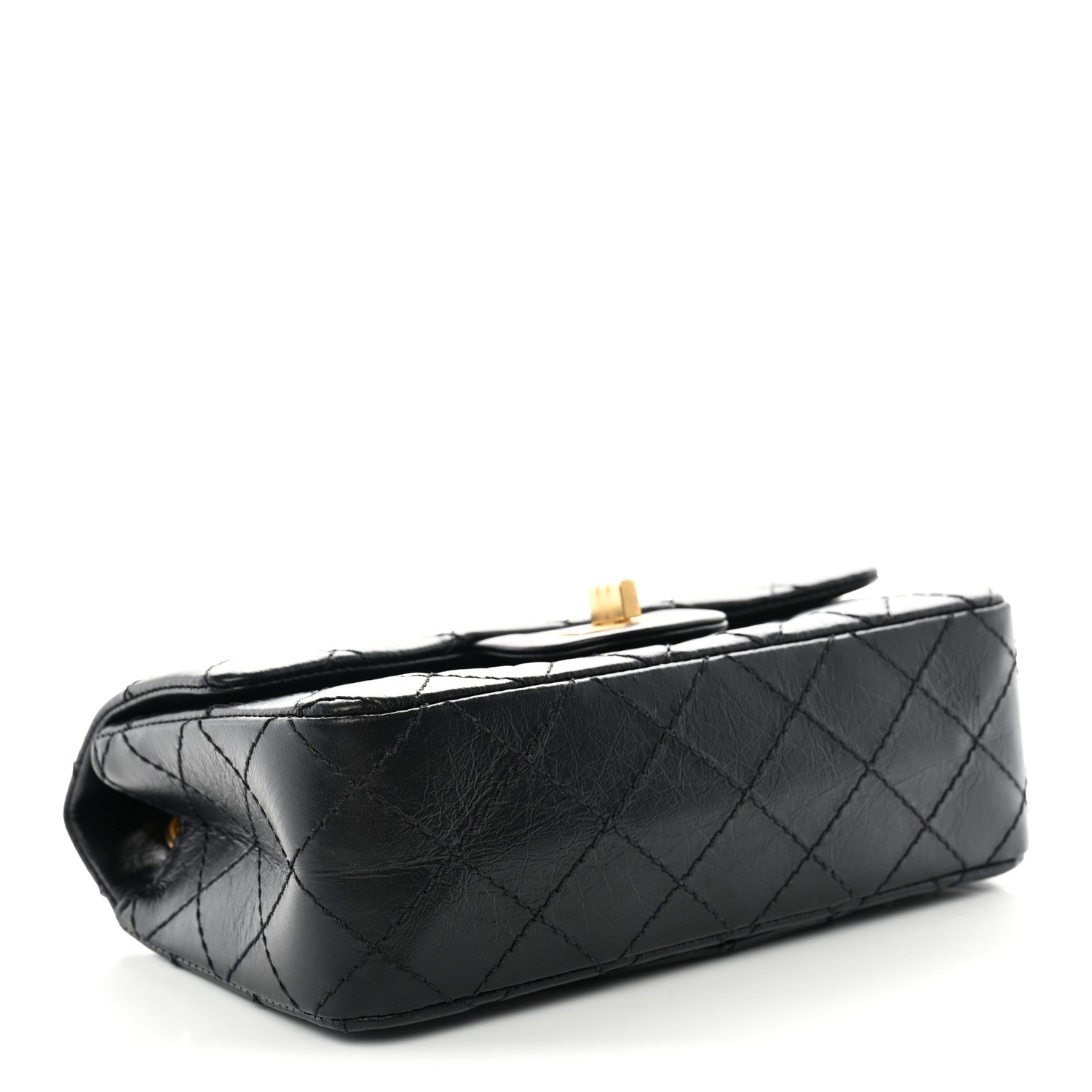 Aged Calfskin Quilted 2.55 Reissue Mini Flap Black