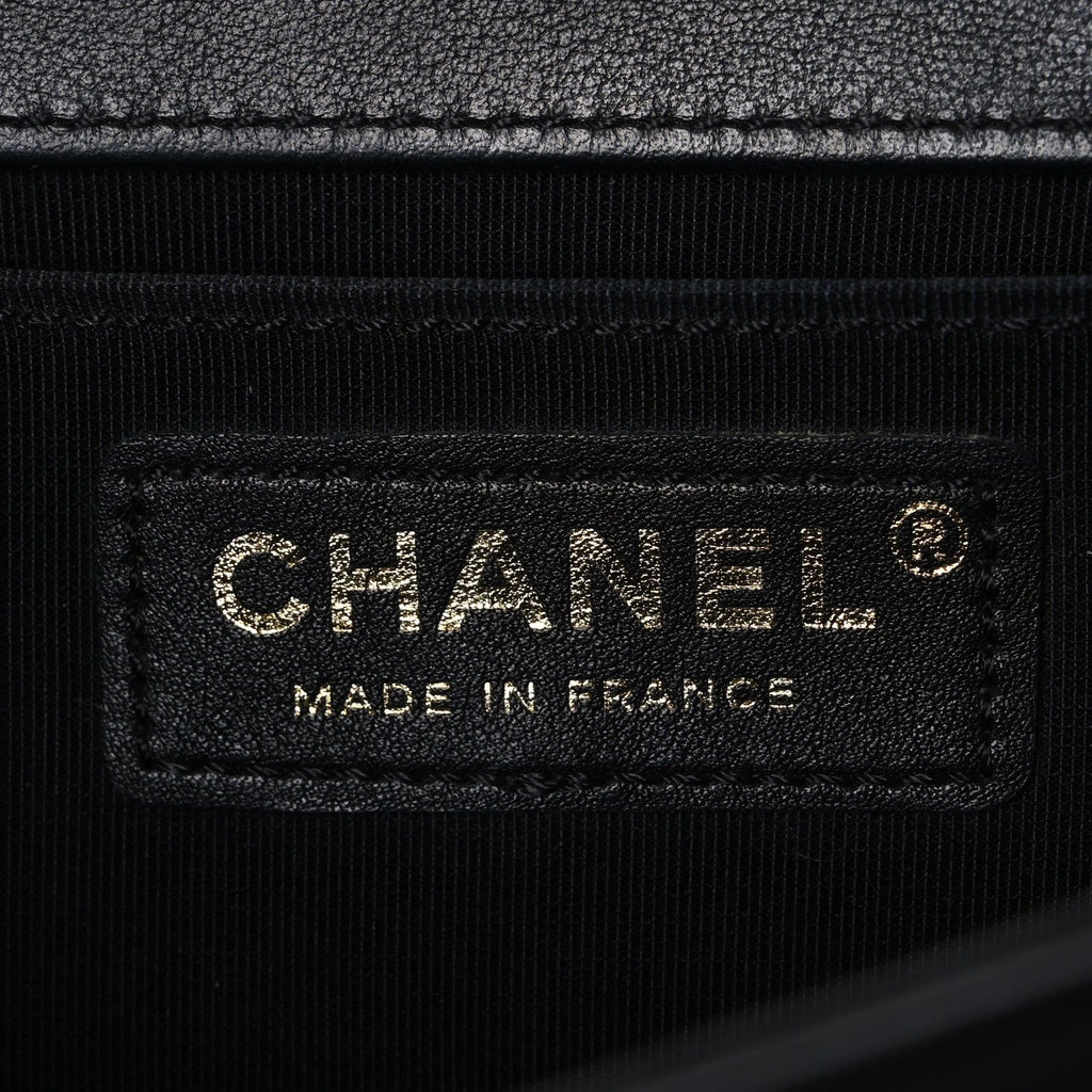 Lambskin Quilted Medium Boy Flap Black