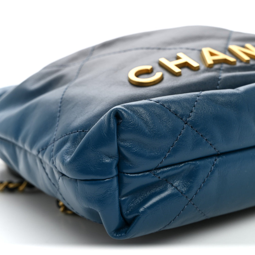 Shaded Calfskin Quilted Mini Chanel 22 Blue Dark Blue