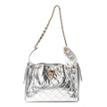 Metallic Aged Calfskin Quilted Small Chanel 25 Handbag Silver