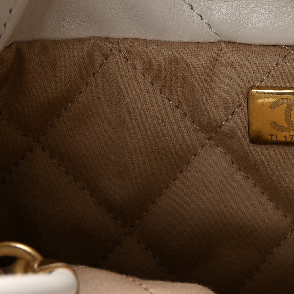 Shiny Calfskin Quilted Mini Chanel 22 White