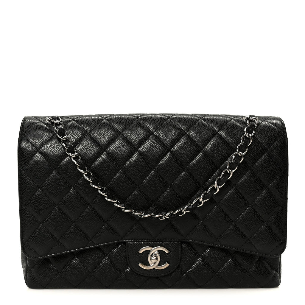 Caviar Quilted Maxi Double Flap Black