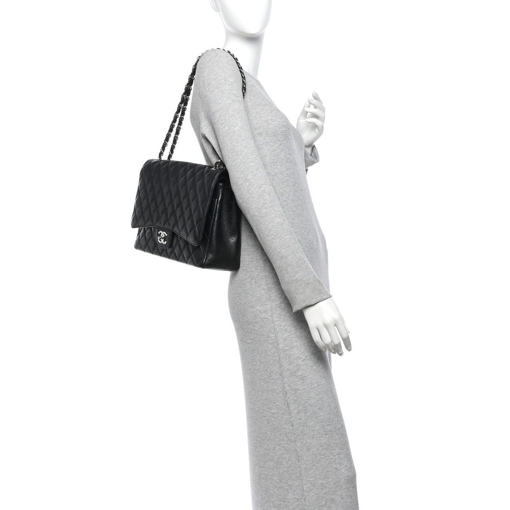 Caviar Quilted Maxi Double Flap Black