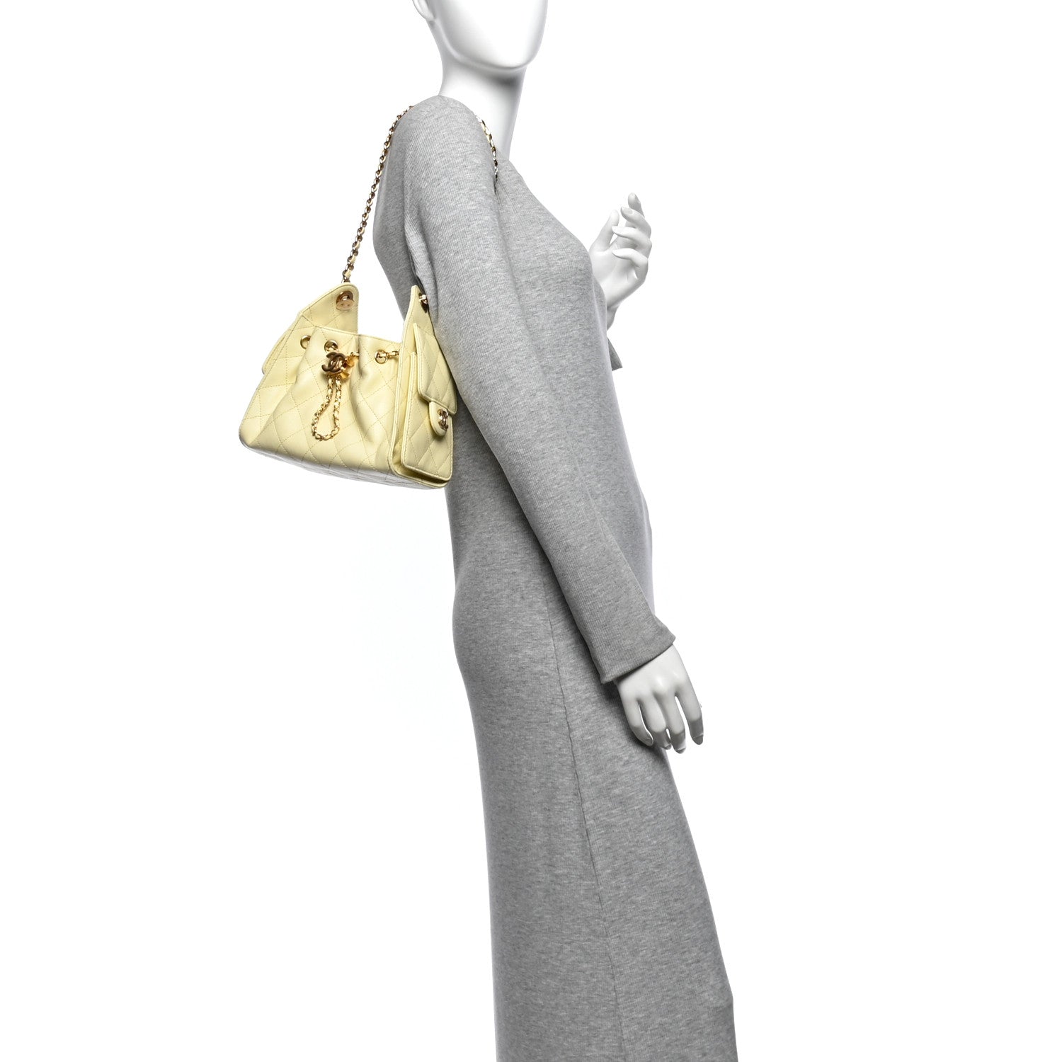 Caviar Quilted Mini Chanel 25 Handbag Light Yellow