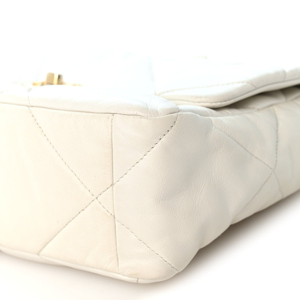 Goatskin Quilted Large Chanel 19 Flap White