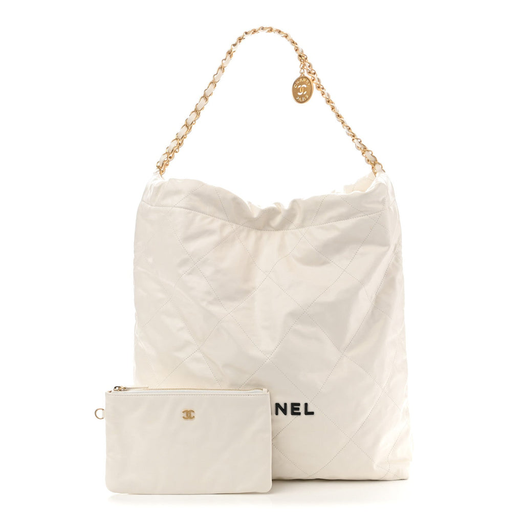 Calfskin Quilted Chanel 22 White