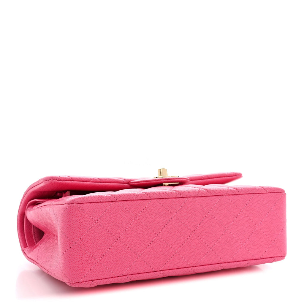 Caviar Quilted Small Double Flap Pink