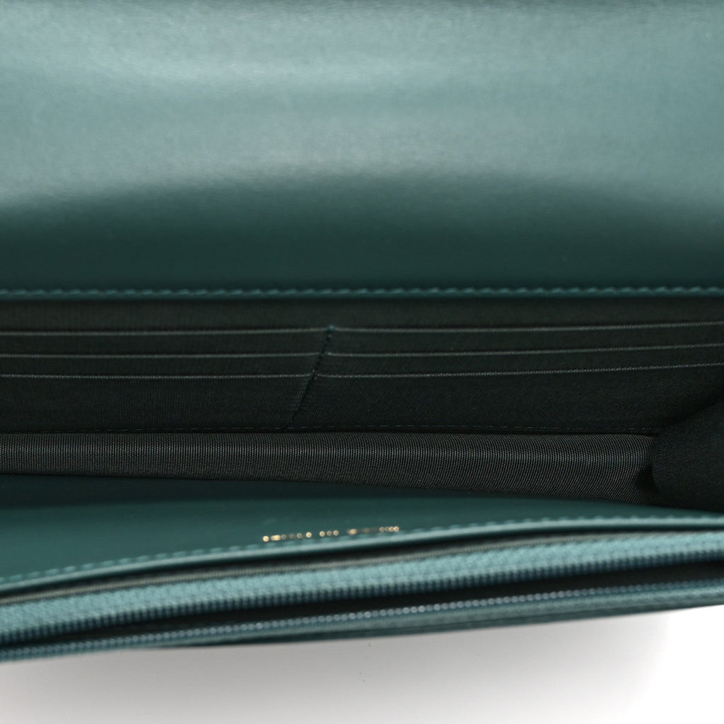 Calfskin Quilted Perfect FIt Wallet On Chain WOC Green