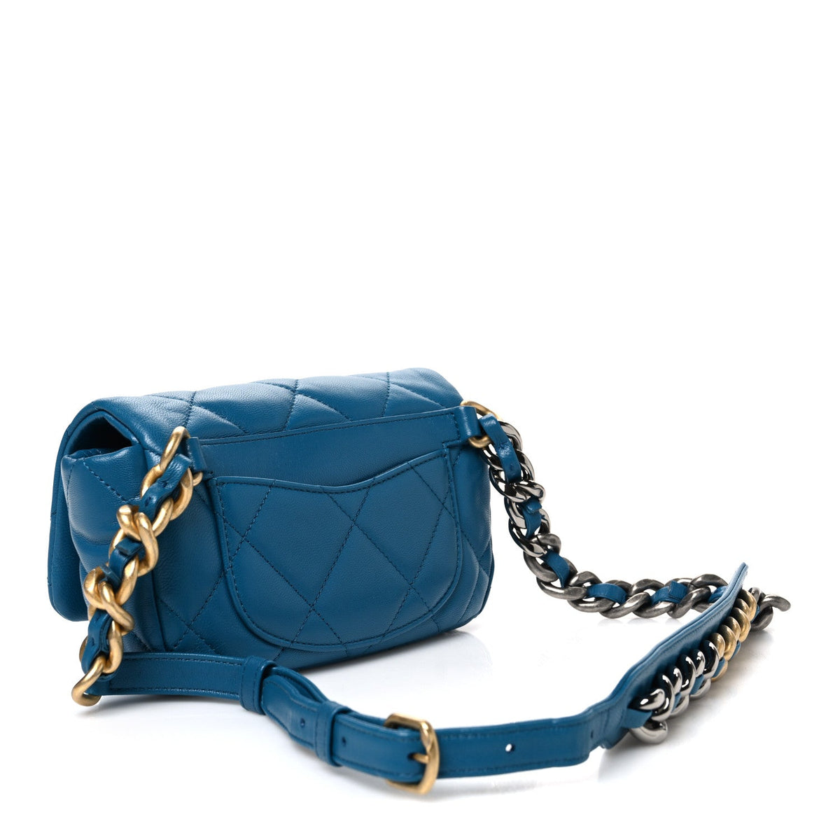Lambskin Quilted Chanel 19 Waist Bag Blue