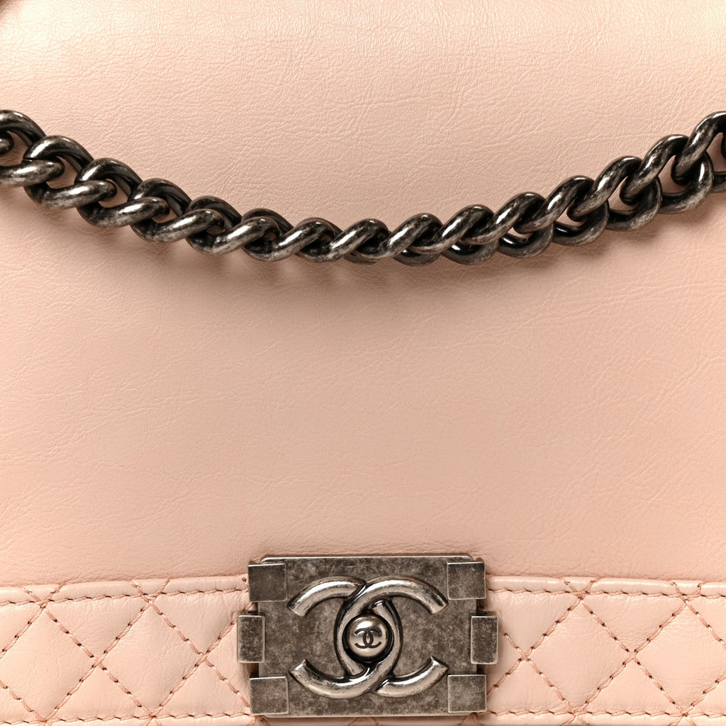 Calfskin New Medium Boy Reverso Flap Light Pink