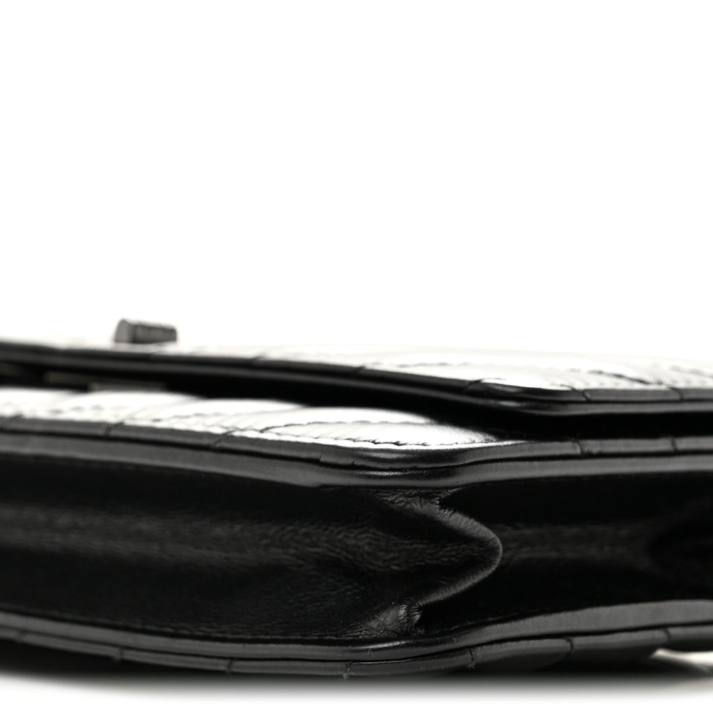 Aged Calfskin Chevron Quilted Reissue Wallet On Chain WOC So Black