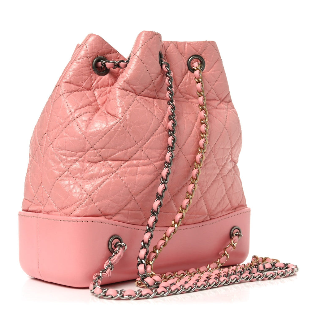 Aged Calfskin Quilted Small Gabrielle Backpack Pink