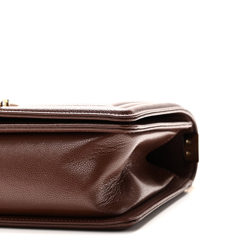 Caviar Quilted Medium Boy Flap Brown