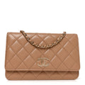 Caviar Quilted Multi Chain Wallet On Chain WOC Beige