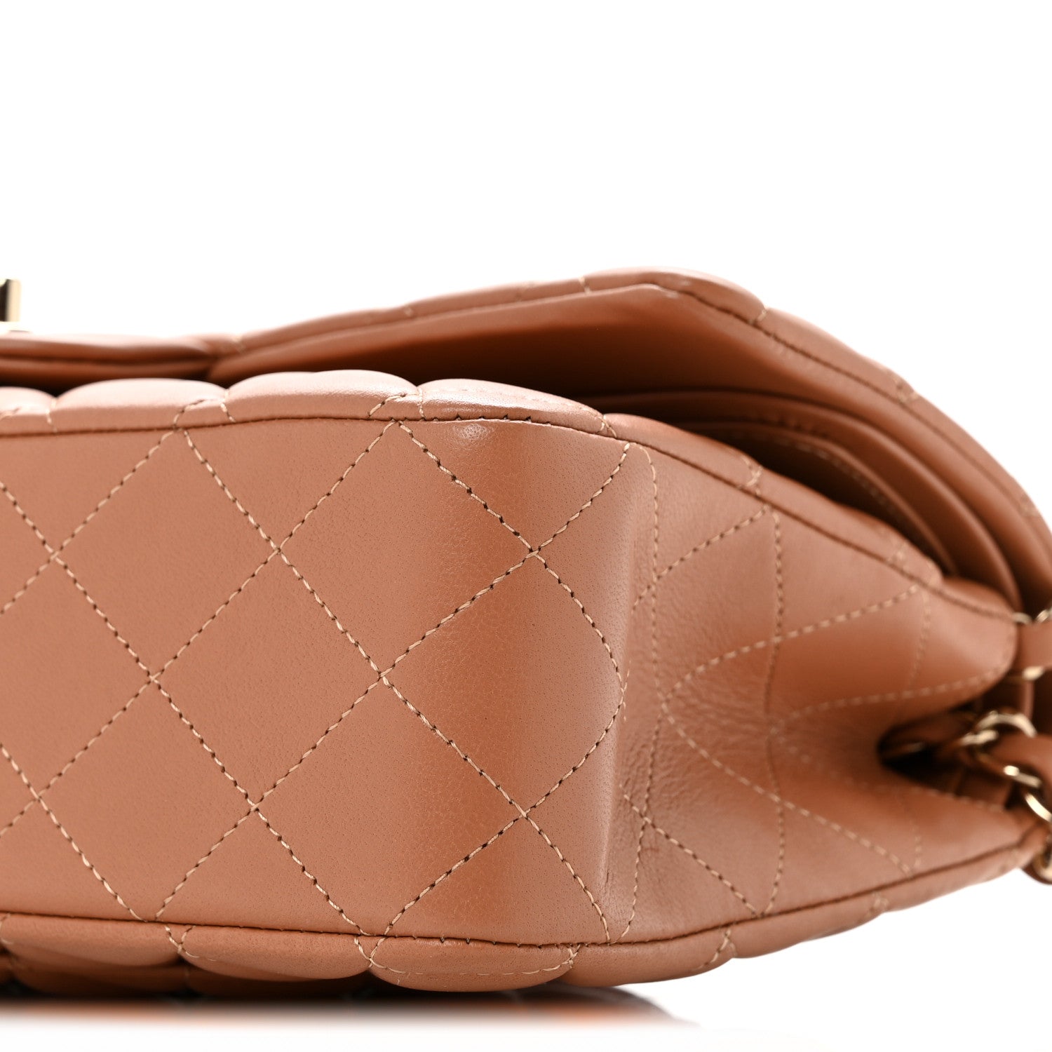 Lambskin Quilted Medium Double Flap Brown