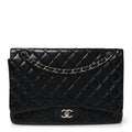 Lambskin Quilted Maxi Double Flap Black
