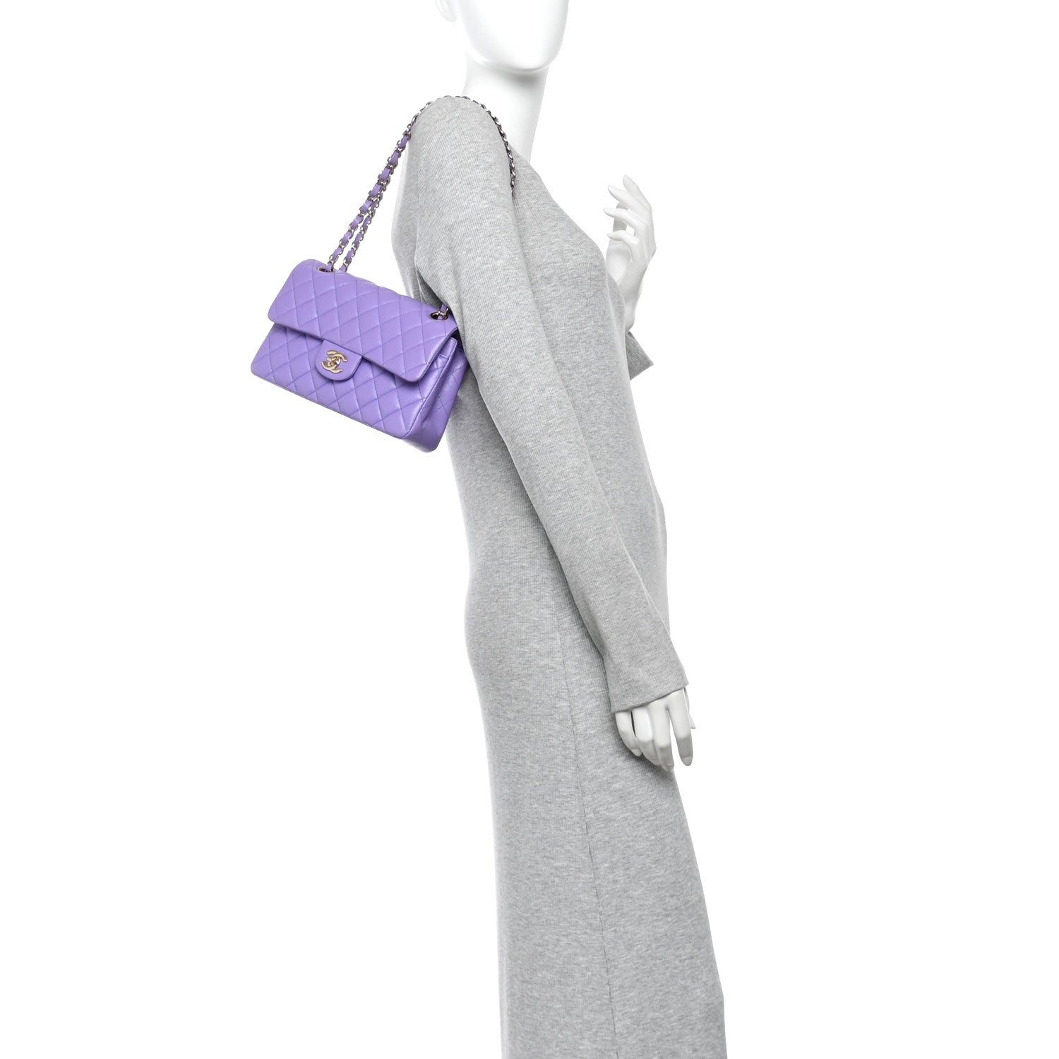 Caviar Quilted Small Double Flap Purple