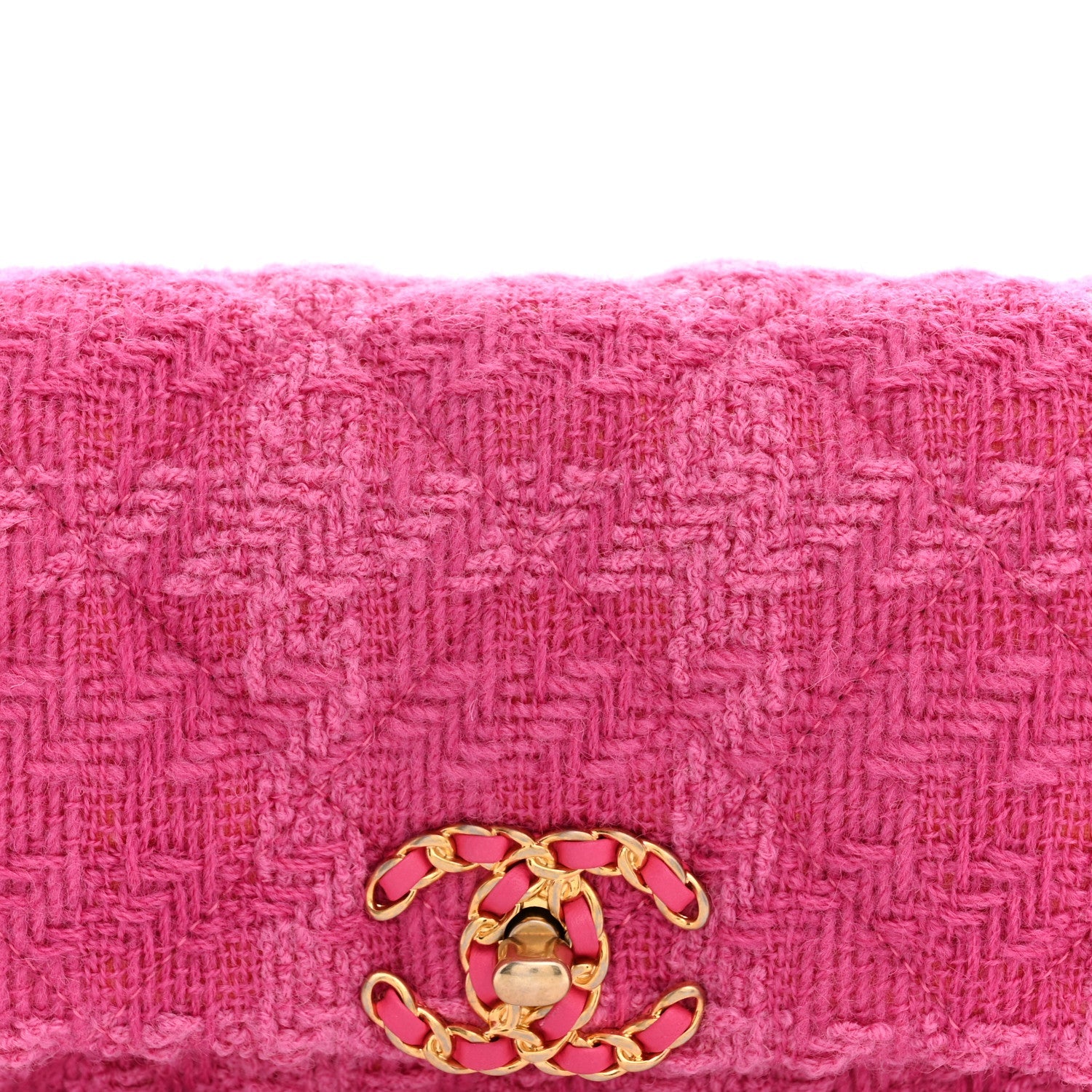 Tweed Quilted Chanel 19 Waist Bag Pink