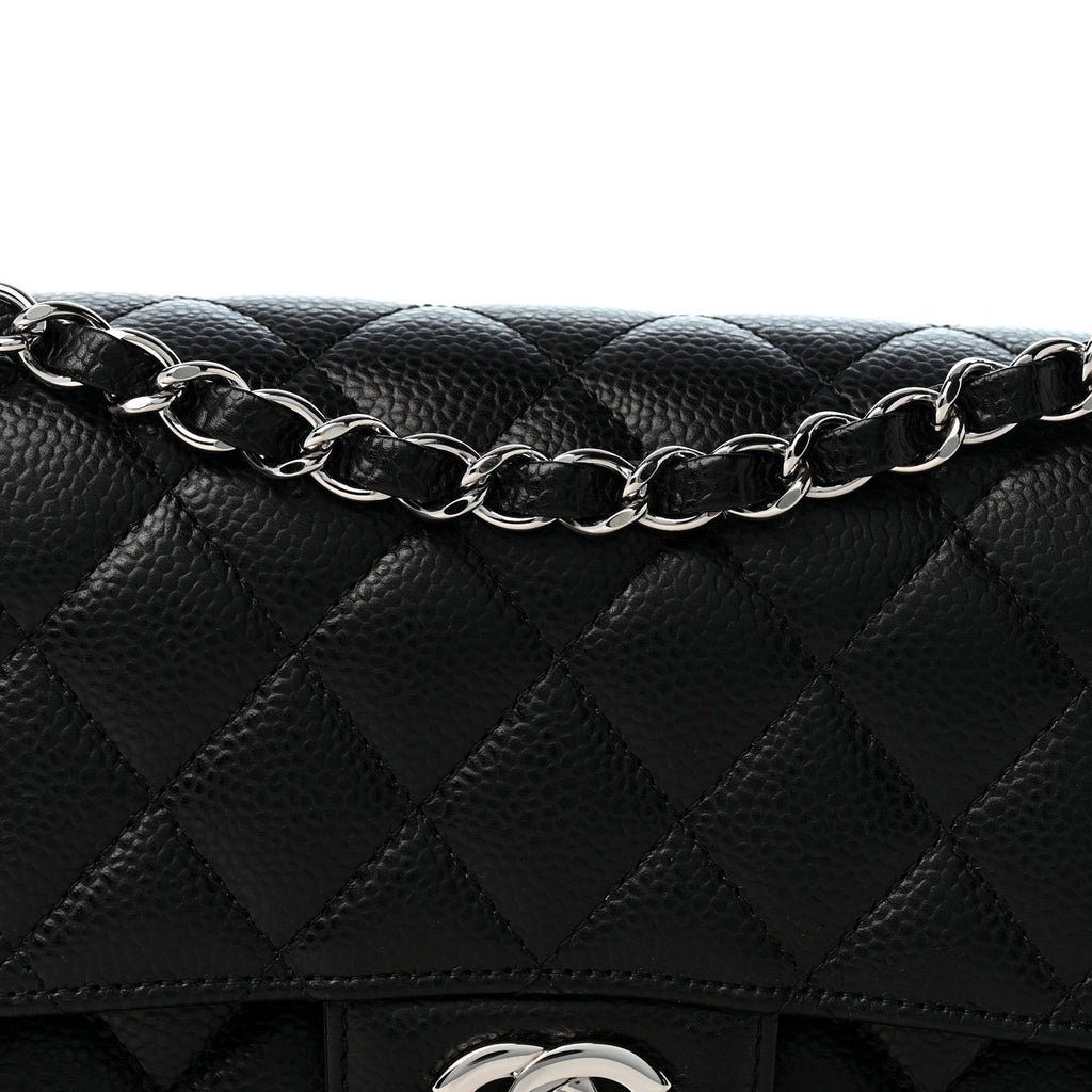 Caviar Quilted Small Double Flap Black