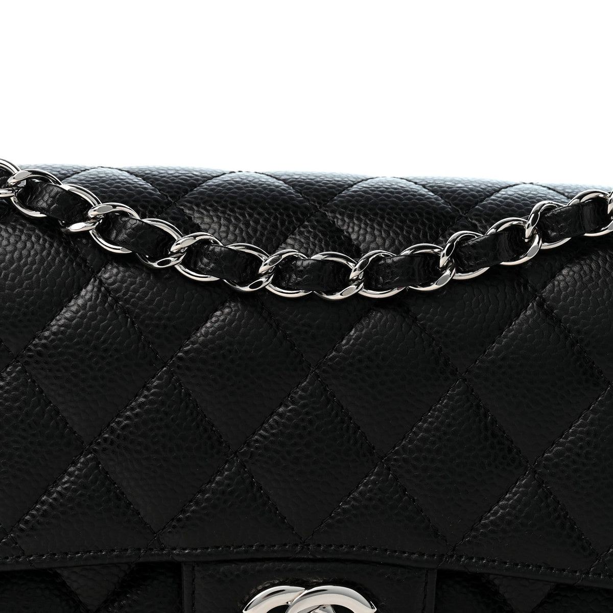 Caviar Quilted Small Double Flap Black