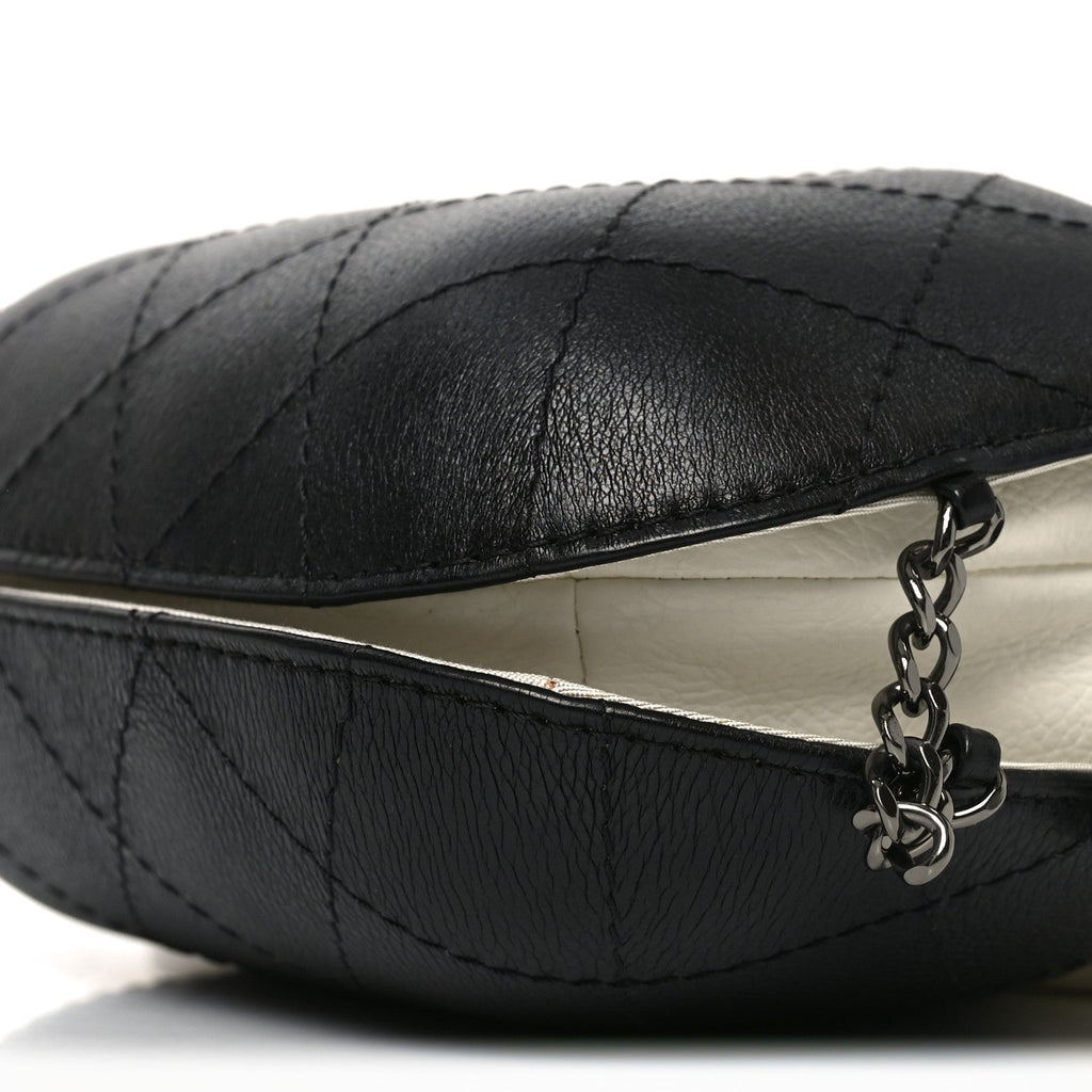 Aged Calfskin Quilted Small Gabrielle Bucket White Black