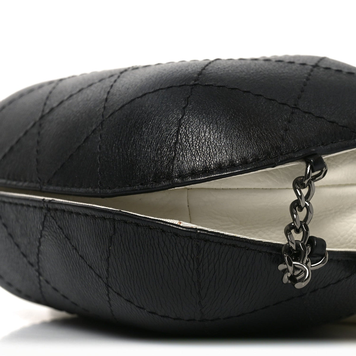 Aged Calfskin Quilted Small Gabrielle Bucket White Black