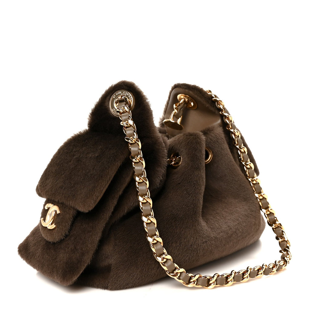 Pony Hair Mini Chanel 25 Handbag Dark Khaki