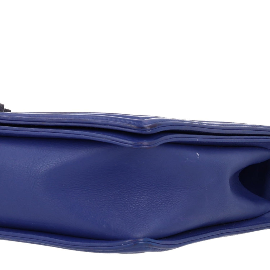 Calfskin Quilted Large Boy Flap Dark Blue