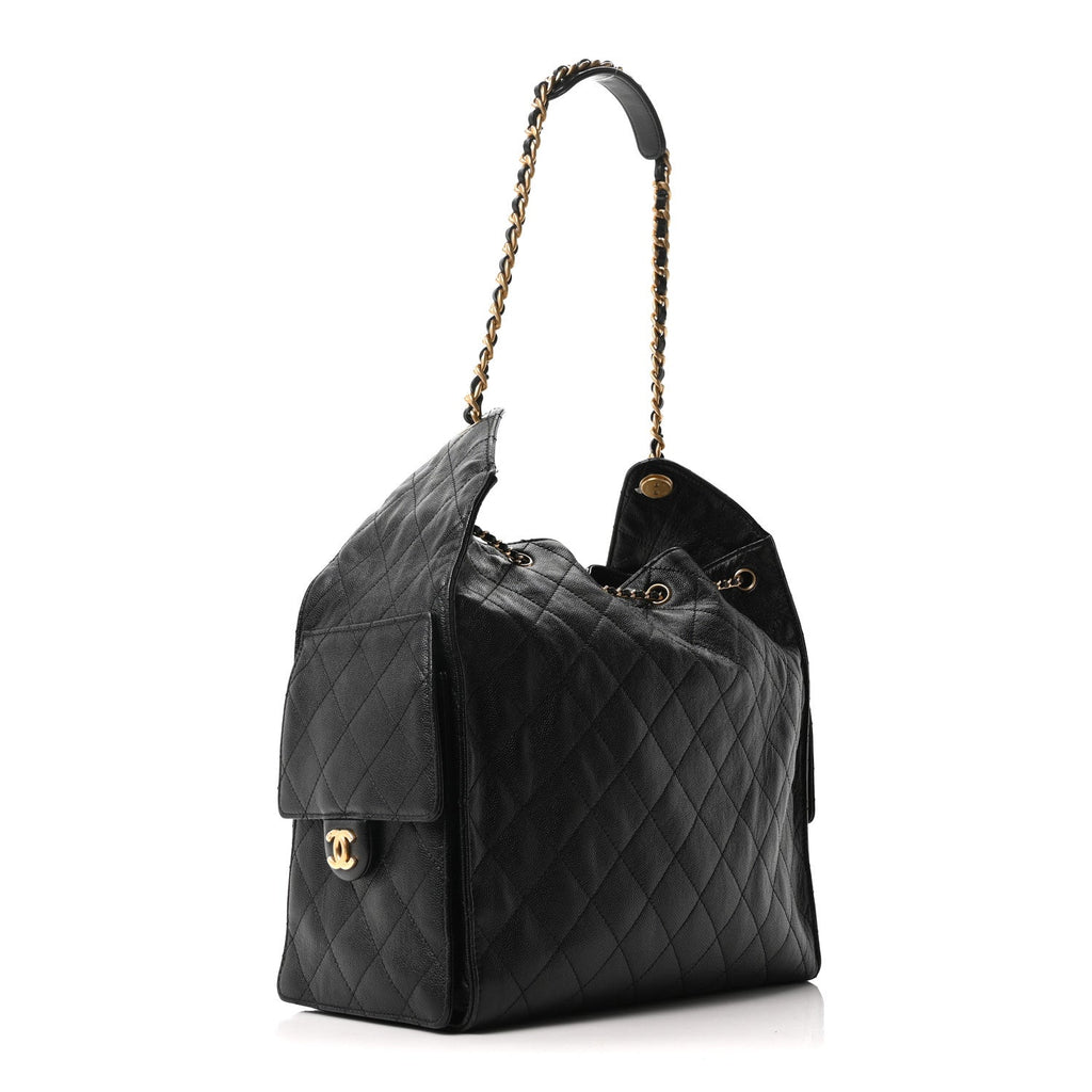 Caviar Quilted Medium Chanel 25 Handbag Black