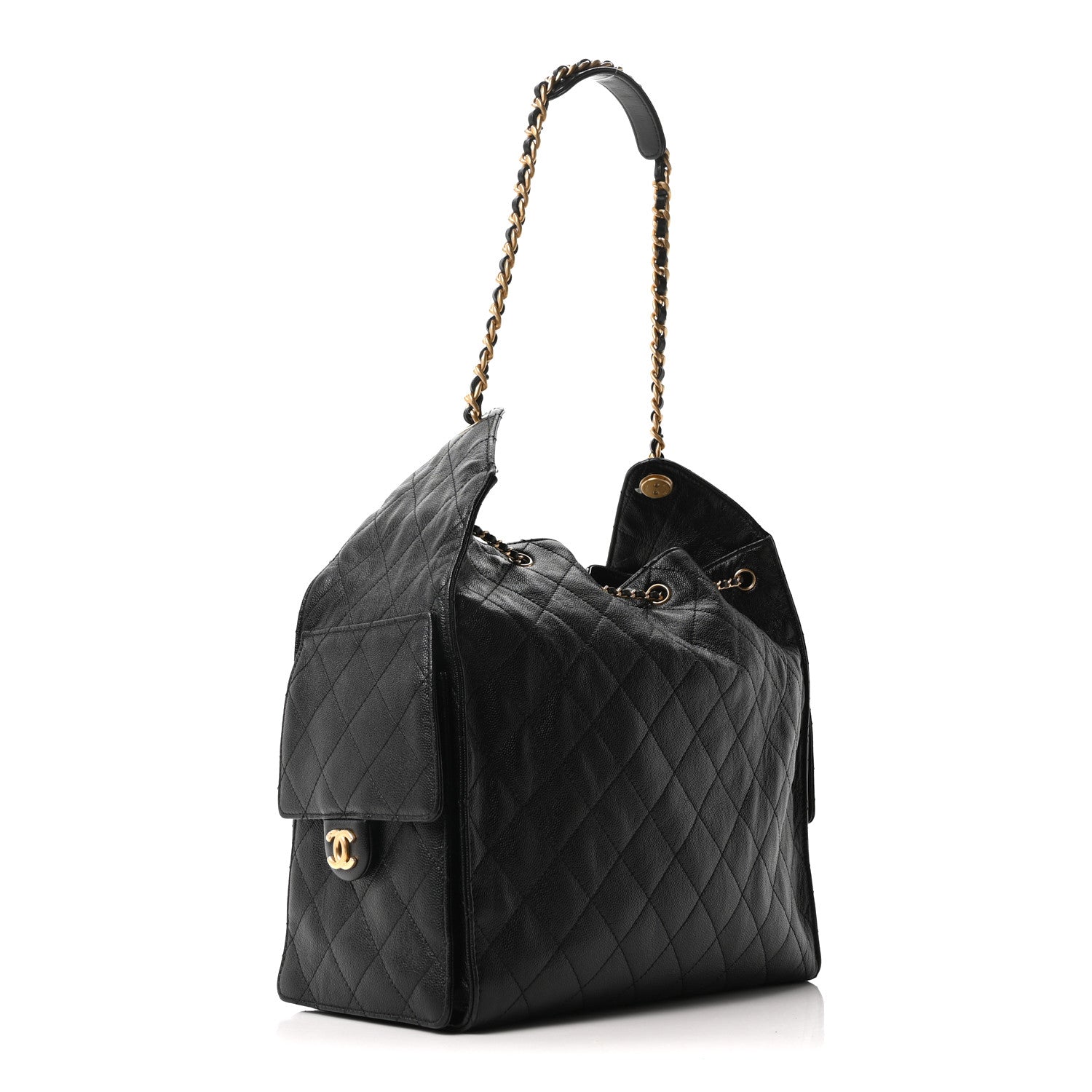 Caviar Quilted Medium Chanel 25 Handbag Black
