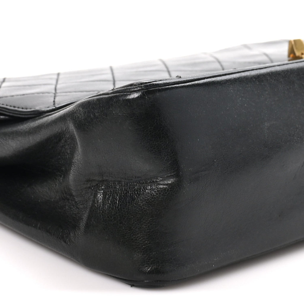 Lambskin Quilted Medium Double Flap Bijoux Chain Black