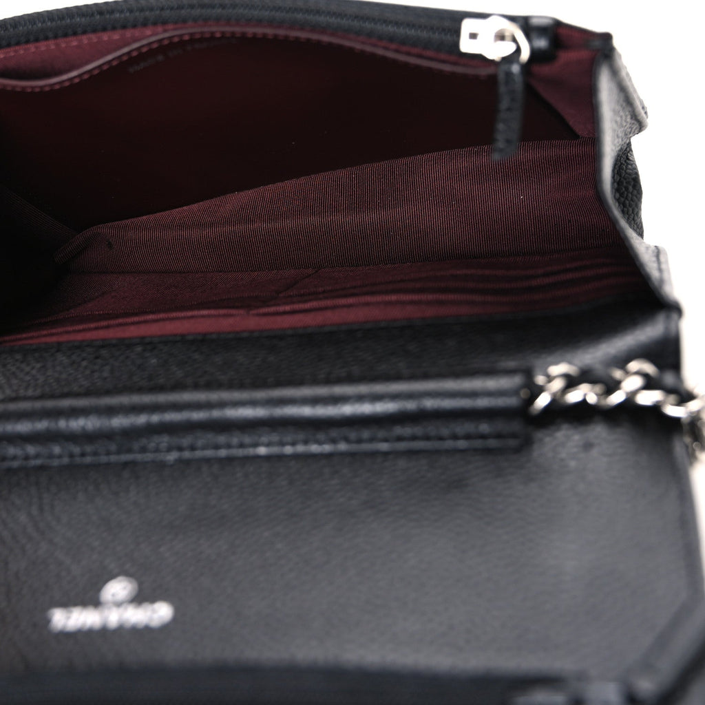 Caviar Quilted Wallet on Chain WOC Black