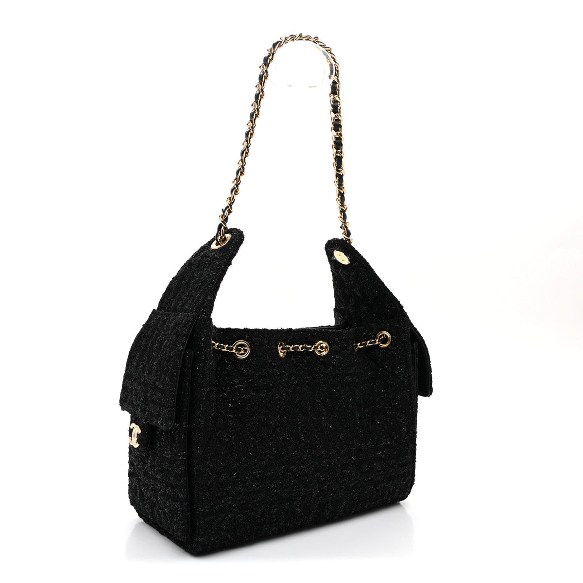 Tweed Quilted Small Chanel 25 Handbag Black