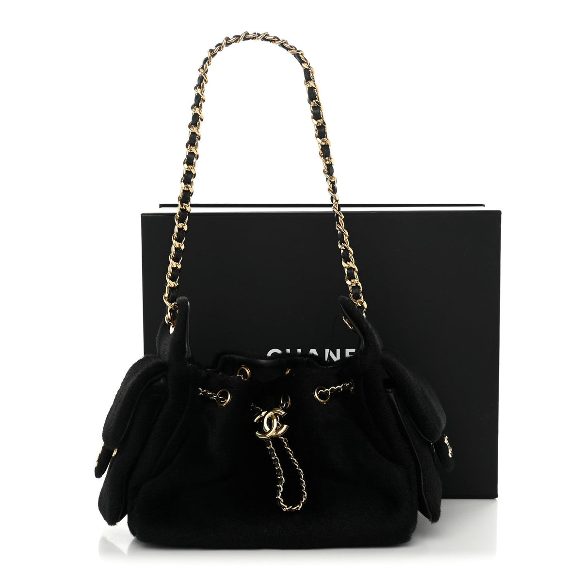 Pony Hair Mini Chanel 25 Handbag Black