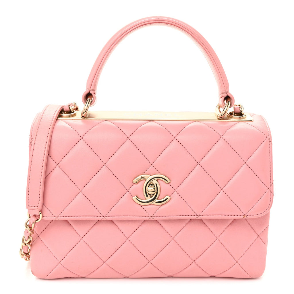 Lambskin Quilted Small Trendy CC Flap Dual Handle Bag Light Pink