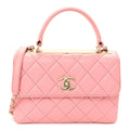 Lambskin Quilted Small Trendy CC Flap Dual Handle Bag Light Pink
