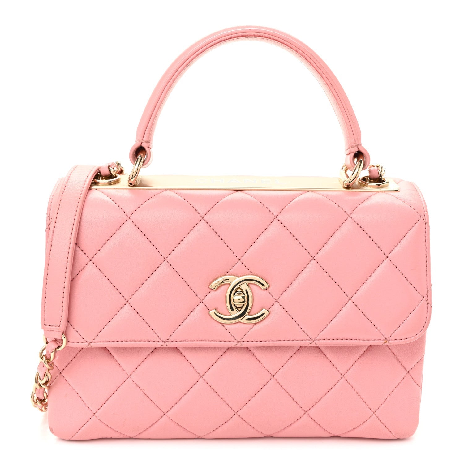 Lambskin Quilted Small Trendy CC Flap Dual Handle Bag Light Pink