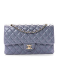 Iridescent Lambskin Quilted Medium Double Flap Light Purple