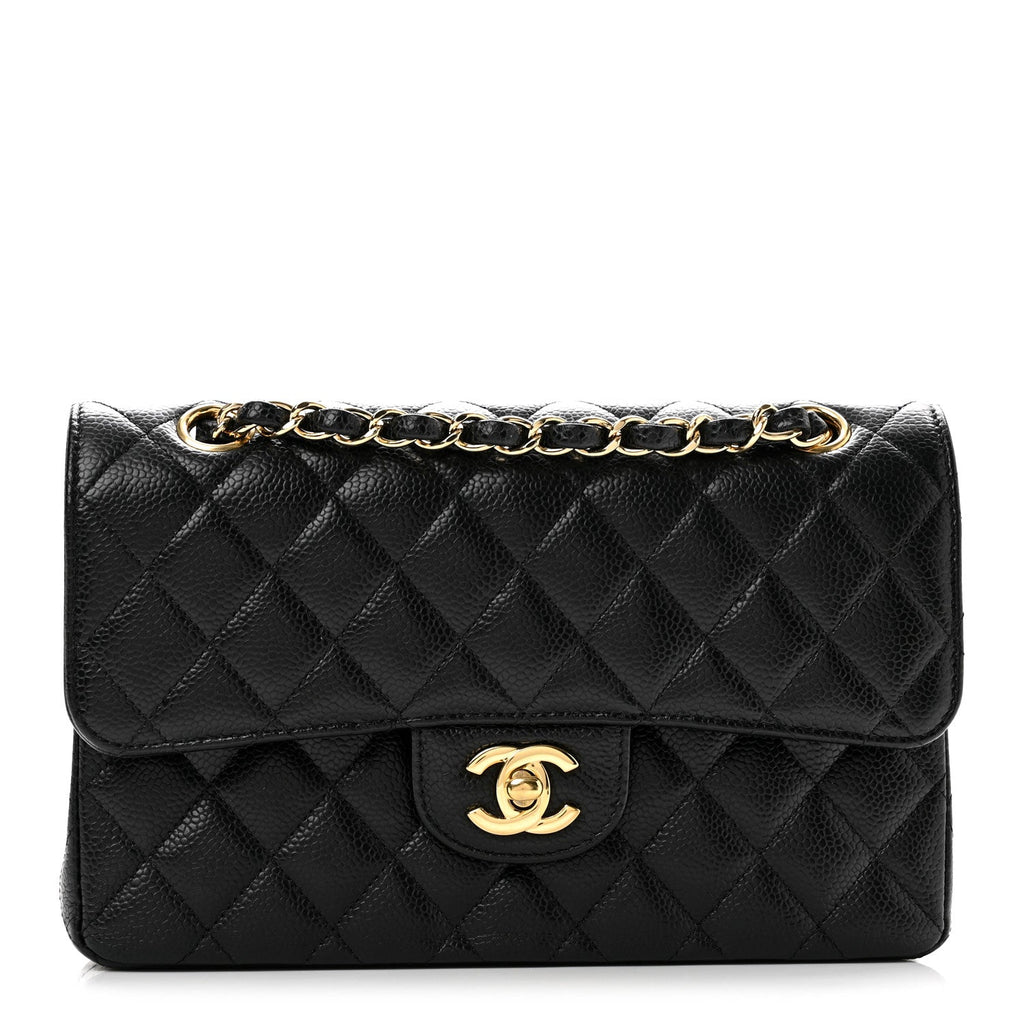 Caviar Quilted Small Double Flap Black
