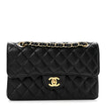 Caviar Quilted Small Double Flap Black